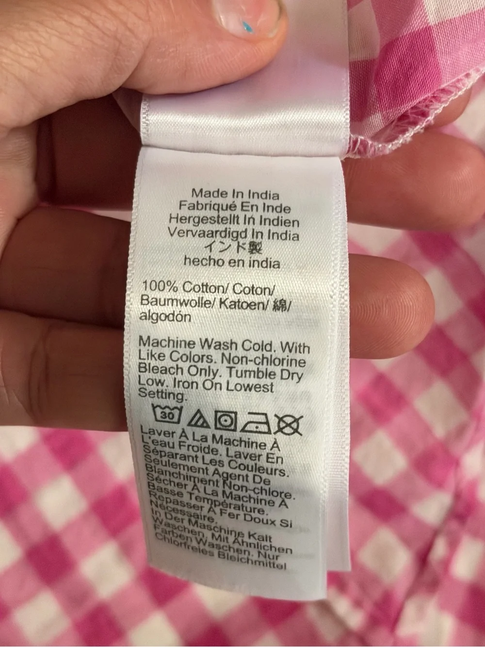 J.Crew Lightweight Cotton Gingham Signature Fit Button-Down Shirt Pink/White XS